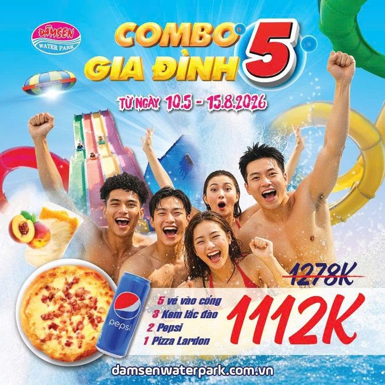 Combo GĐ 5 (5 phiếu vào cổng + 3 kem lắc đào + 2 pepsi + 1 lardon)