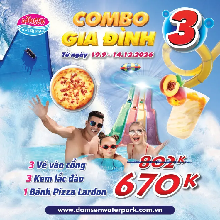 Combo GĐ 3 (3phiếu vào cổng, 3kem lắc đào, 1Lardon)