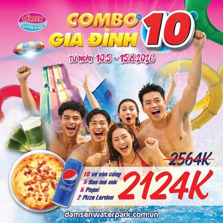 Combo GĐ 10 (10 phiếu vào cổng + 5 rau má + 5 pepsi + 2 lardon)